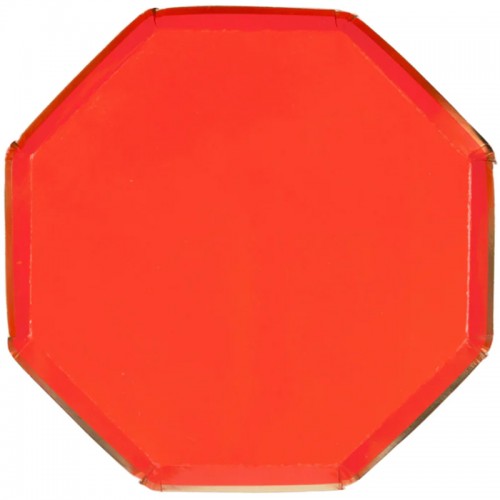 Pratos Octogonais Vermelho Neon|23cm